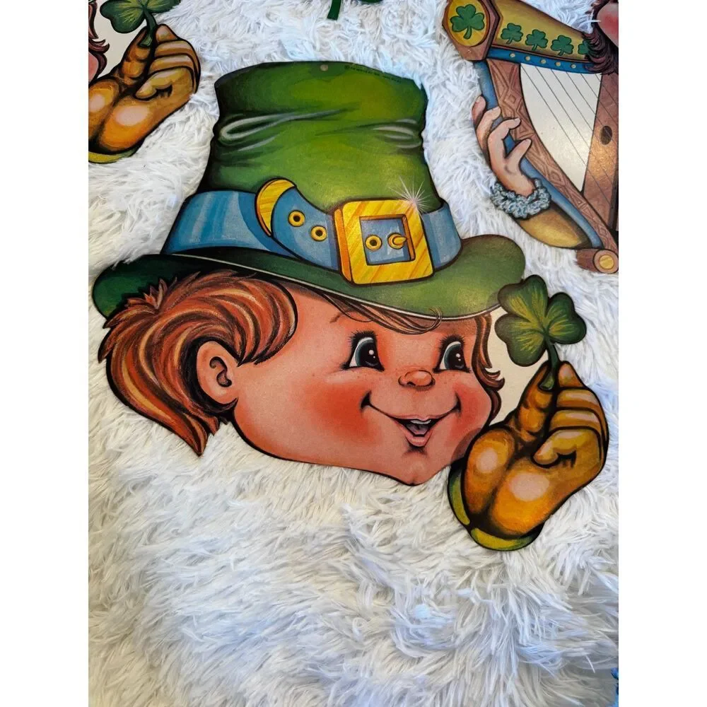 RARE set of 5 vintage St. Patrick's Day Die cut window decorations Beistle 1978 - Picture 4 of 13